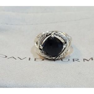 - David Yurman Sterling Silver Infinity 11mm Black Onyx Ring Size 9.50